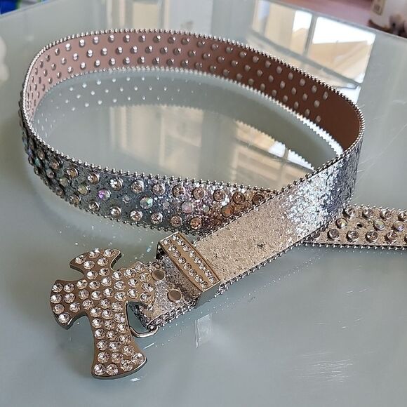 Bedazzled Belt With Cross Buckle - Picture 3 of 6